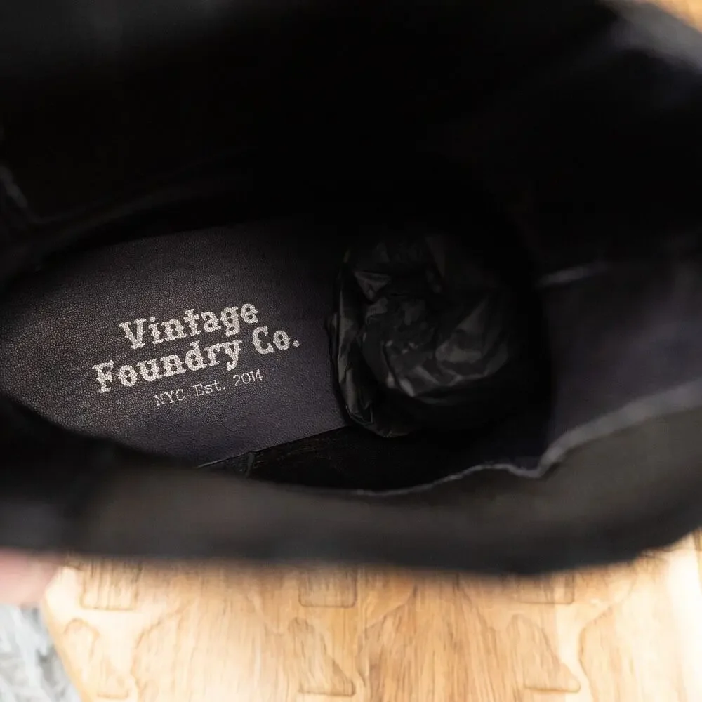 Vintage Foundry‎ Co Main Boot Black Leather Croc Embossed Size 7